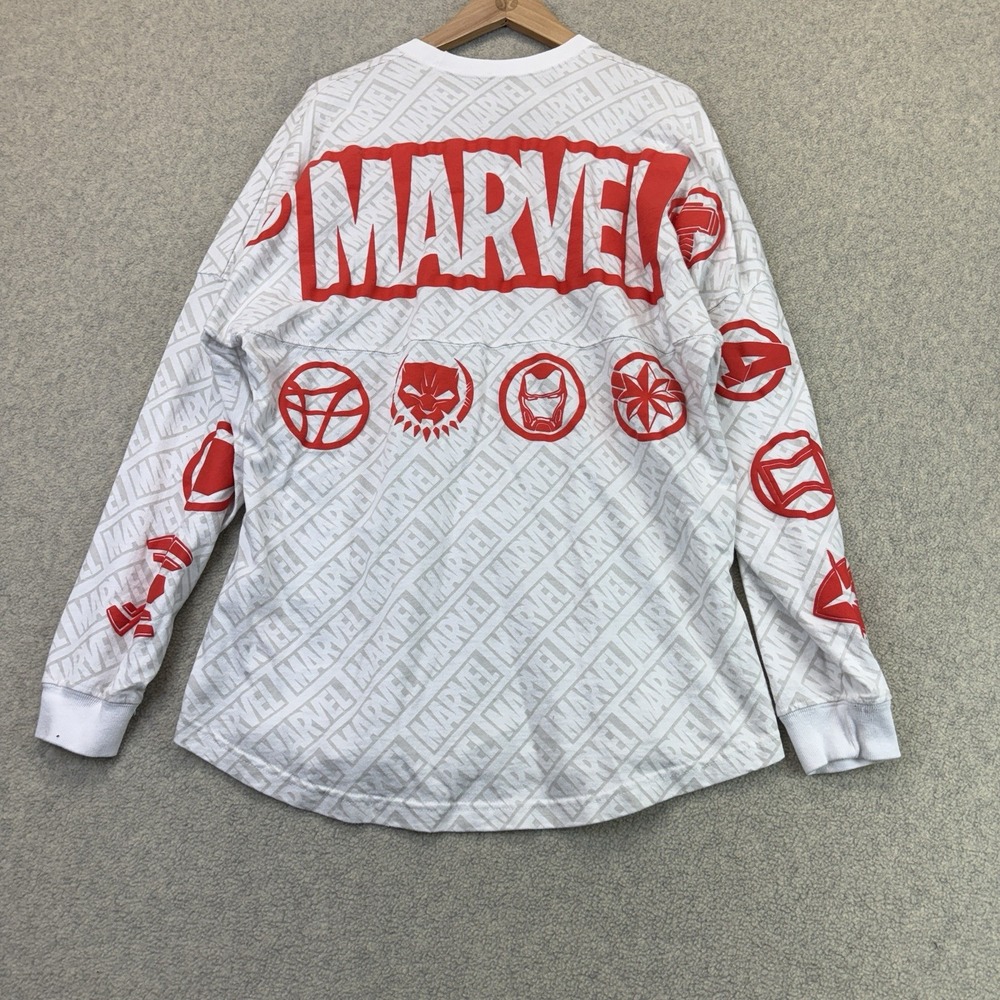 Disney Parks Marvel Avengers Spirit Jersey Adult Medium White Red AOP